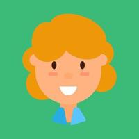 avatar de mujer rubia, icono de perfil de niña sonriente vector