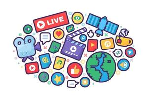 Live stream producing concept icon vector