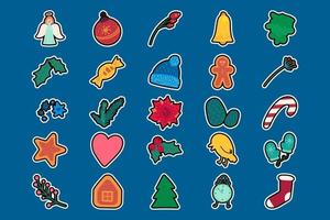 Christmas advent calendar items flat vector illustrations set