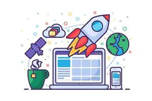 Startup launch rocket success new business vector