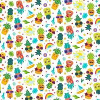 Happy pineapple summer seamless pattern vector background