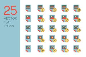 Documents and files flat vector icons set