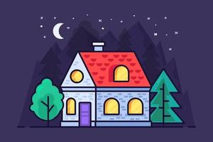 Flat house in the mountains and forest vector