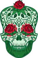 calavera mexicana con rosas símbolo dia del vector muerto