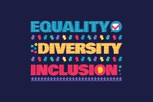 Diversity Banner or Flyer with Lettering, Equality vector