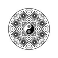 símbolo de yin yang en patrón geométrico oriental vector