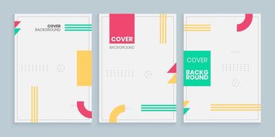 Memphis style cover template set, Minimal cover design template set with memphis style vector