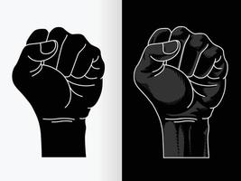 Raised Fist Power Black Lives Matter Outline Silhouette Vector Drawing set