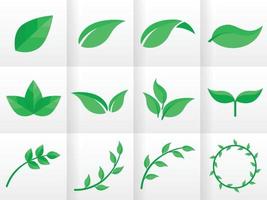 Logo Template Leaves Element Simple Icon Isolated Vector Illustration set