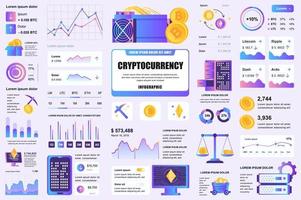 Bundle cryptocurrency mining infographic elements vector