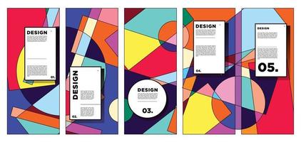 Vector vertical banner design template with colorful abstract geometric background