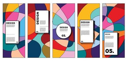 Vector vertical banner design template with colorful abstract geometric background