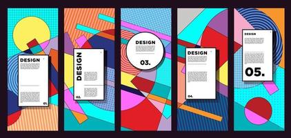 Vector vertical banner design template with colorful abstract geometric background