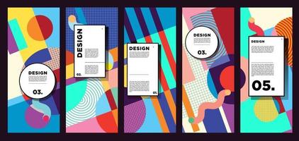 Vector vertical banner design template with colorful abstract geometric background