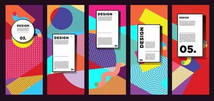 Vector vertical banner design template with colorful abstract geometric background