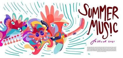 ilustración vectorial banner colorido festival de música de verano vector