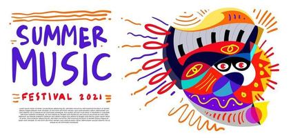 ilustración vectorial banner colorido festival de música de verano vector