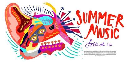 ilustración vectorial banner colorido festival de música de verano vector