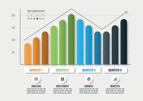 Plantilla de negocio de infografía con diseño gráfico o gráfico. vector