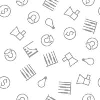 Seamless pattern with business icons. Six gray items on white background. vector