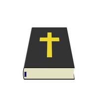 Holy Bible with Blue Bookmark and Yellow Cross Perspective Art. vector