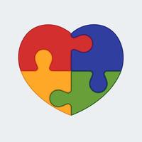 Puzzle heart illustration. The emblem of the complexity of the human soul. vector