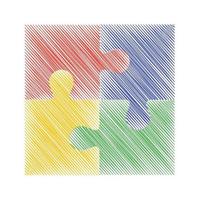 Colorful puzzle vector sketch illustration. Eps 10. Suitable for presentations and diagrams.