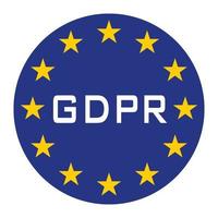 icono de gdpr para web aislar texto blanco azul vector