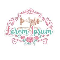 vintage sewing machine logo vector