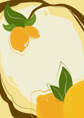 Poster template with lemons growing on branch.