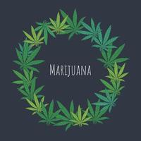 Marijuana frame in the shape of a circle vector