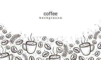 Coffee beans and coffee cup background vector