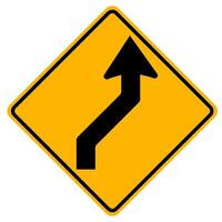 Warning signs Double curve, first to right on white background vector