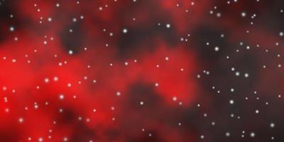 Dark Orange vector background with colorful stars.