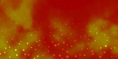 Dark Orange vector background with colorful stars.