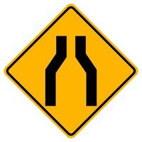 Warning signs Road narrows on both sides on white background vector