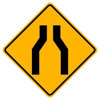 Warning signs Road narrows on both sides on white background vector