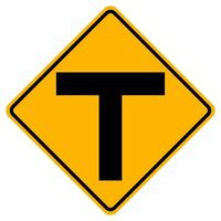 Warning signs T-junction on white background vector