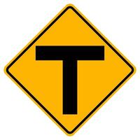 Warning signs T-junction on white background vector