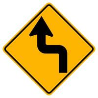 Warning signs Sharp double curve, first to left on white background vector