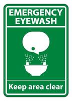 Emergency Eyewash Keep Area Clear Symbol Sign Isolate On White Background,Vector Illustration EPS.10 vector