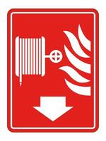 Signo de manguera de carrete contra incendios sobre fondo blanco. vector