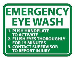 Emergency Eye Wash Instructions Sign Isolate On White Background,Vector Illustration vector