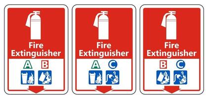 Symbol Fire Extinguisher A B C Sign on white background vector