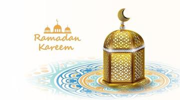 diseño de Ramadán Kareem con lámpara árabe dorada. ilustración vectorial. vector
