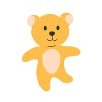 Plush yellow teddy bear toy, vector clip art in doodle style on a white background.