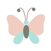 Bright colored butterfly in cartoon style, vector object on a white background, insect with wings.Print for baby clothes, sticker.