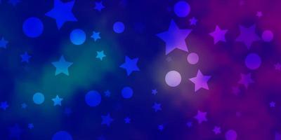 Light Pink, Blue vector backdrop with circles, stars.