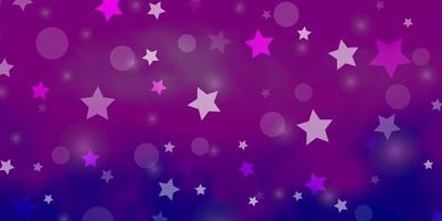 Light Pink, Blue vector layout with circles, stars.