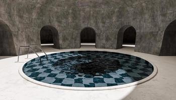Round swimming pool in a empty room photo